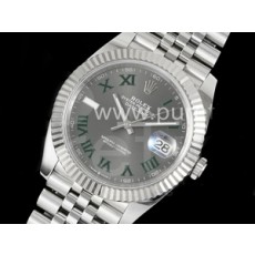 로렉스 데이저스트 41mm 그레이 다이얼 | Datejust 41 SS 904L Steel Clean 1_1 Best Edition Gray Dial Green Roman on SS Bracelet VR3235