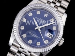 로렉스 데이저스트 36mm 블루 다이얼 | DateJust 36 SS 126234 GMF Best Edition 904L Steel Blue Dial Diamonds Markers on Jubilee Bracelet SA3235 - DateJust - Rolex - Watch Brands