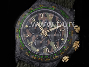 로렉스 데이토나 카본 베젤 카모플래지 다이얼 | Daytona DIW Carbon OMF Best Edition Carbon_Camouflage Dial on Dark Green Nylon Strap A4130