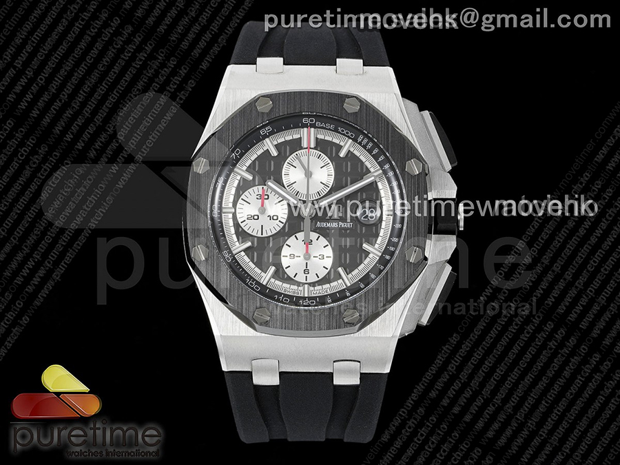 [최신작]오데마피게 로얄오크 오프쇼어 44mm 크로노그래프 그레이 다이얼 | Royal Oak Offshore 44mm SS APSF 1:1 Best Edition Gray Dial on Black Rubber Strap A3126