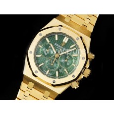 오데마피게 로얄오크 크로노 옐로우골드 데이데이트 그린 다이얼 | Royal Oak Chrono 26331BA YG OMF 1:1 Best Edition Green Dial on YG Bracelet A7750