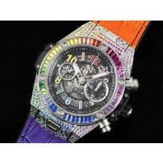 휴블럿 빅뱅 유니코 레인바우 킹 크로노 스켈레톤 다이얼 | Big Bang Unico Rainbow King SS 45mm ZF 1:1 Best Edition on Rainbow Gummy Strap A1242