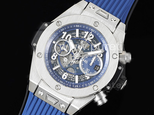 휴블럿 빅뱅 유니코 티타늄 블루 스켈레톤 다이얼 | Hublot Big Bang Unico Titanium ZF 1:1 Best Edition Blue Skeleton Dial on Blue Rubber Strap A1280