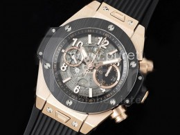 휴블럿 빅뱅 유니코 로즈골드 세라믹 스켈레톤 다이얼 | Hublot Big Bang Unico RG Ceramic ZF 1:1 Best Edition Skeleton Dial on Black Rubber Strap A1280