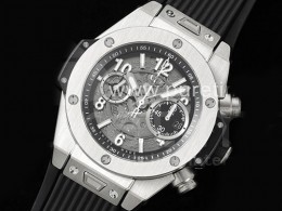 휴블럿 빅뱅 유니코 티타늄 스켈레톤 다이얼 | Hublot Big Bang Unico Titanium ZF 1:1 Best Edition Skeleton Dial on Black Rubber Strap A1280