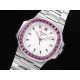 파텍필립 노틸러스 5711 퍼플 다이아몬드 베젤 화이트 다이얼 | Nautilus 5711 SS GRF 1:1 Best Edition White Dial Purple Diamonds Bezel on SS Bracelet 324CS