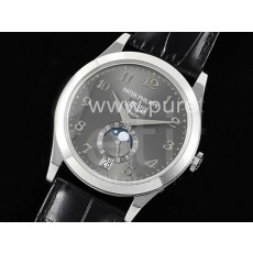 파텍필립 제네바 애뉴얼 칼렌더 문페이즈 그레이 다이얼 | Annual Calendar Moonphase 5396 SS ZF 1:1 Best Edition Gray Dial on Black Leather Strap A324