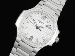 파텍필립 노틸러스 7118 여성용 다이아몬드 베젤 화이트 다이얼 | Nautilus 7118 Ladies 3KF 1:1 Best Edition White Dial Diamonds Bezel on SS Bracelet A324 Super Clone