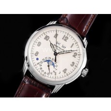 파텍필립 제네바 그랜드 컴플리케이션 데이데이트 문페이즈 | Grand Complications 5320G GSF Best Edition White Dial on Brown Leather Strap A324