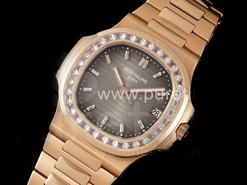 파텍필립 노틸러스 5711 로즈골드 다이아몬드 베젤 브라운 다이얼 | Nautilus 5711 RG PPF 1:1 Best Edition Brown Dial Diamonds Markers and Bezel on RG Bracelet 324CS V3