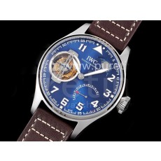 아이다블유씨 빅파일럿 콘스턴트포스 투어빌론 블루 다이얼 | Big Pilot's Constant-Force Tourbillon SS JBF Maker Best Edition Blue Dial on Brown Leather Strap