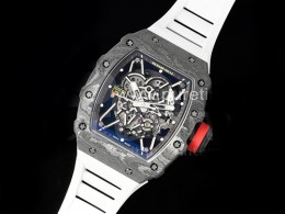 [RICHARD MILLE] 리차드밀레 RM035-2 포지 카본 베젤 스켈레톤 다이얼 화이트 라버 스트랩, 홍콩명품시계 무브타임, 남자명품시계,워치,손목시계