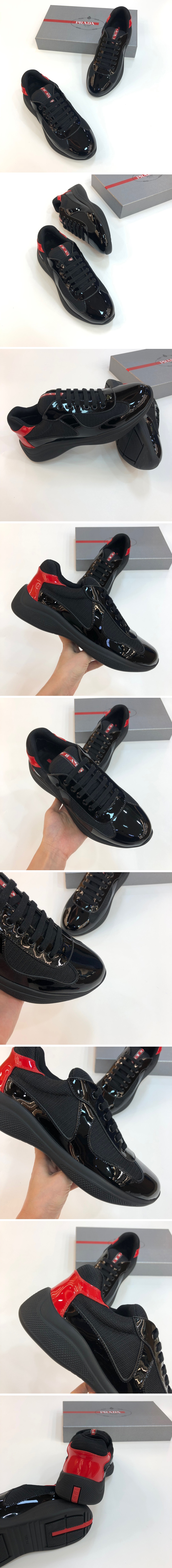 [PRADA] 프라다슈즈 2022 남자 블랙 레더 메쉬 운동화 SE446, PMD, 홍콩명품신발,무브타임사이트,해외직구,MOVETIME