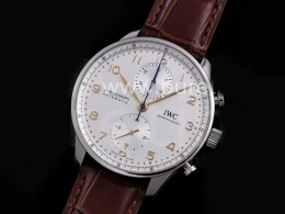 [IWC] 아이더블유씨 포르투기스 크로노그래프 IW371604 화이트 다이얼, 홍콩명품시계,남자시계,가죽스트랩,홍콩명품