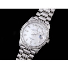 [홍콩명품시계.ROLEX] 로렉스 데이데이트 36mm 128239 904L 스틸 다이아몬드 베젤 마크 화이트 다이얼, 롤렉스,남자명품시계,메탈시계,무브타임쇼핑몰