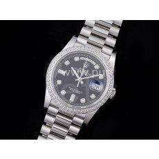 [홍콩명품시계.ROLEX] 로렉스 데이데이트 36mm 128239 904L 스틸 다이아몬드 베젤 마크 블랙 다이얼, 롤렉스,남자명품시계,메탈시계,무브타임쇼핑몰