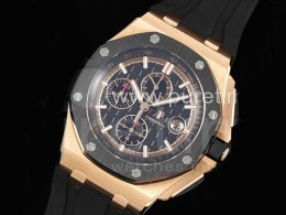 [홍콩명품시계.AUDEMARS PIGUET] 오데마피게 로얄오크 오프쇼어 44mm 로즈골드 블랙 세라믹 베젤 블랙 다이얼, 명품레플리카,남자명품시계,워치,중년남자,SA,명품시계,고무밴드