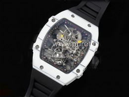 [홍콩명품시계.RICHARD MILLE] 리차드밀레 RM027-02 투어빌론 화이트 카본 베젤 스켈레톤 다이얼 블랙 라버 스트랩, 무브타임, 남자명품시계,워치,손목시계