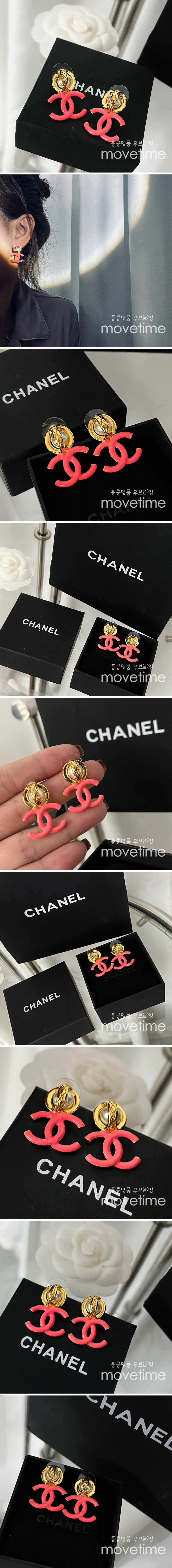 [홍콩명품.CHANEL] 샤넬 22SS CC 로고 골드 핑크 드롭 귀걸이 이어링, ET483, NNT, 홍콩명품쇼핑몰,무브타임,악세사리,잡화,생활용품