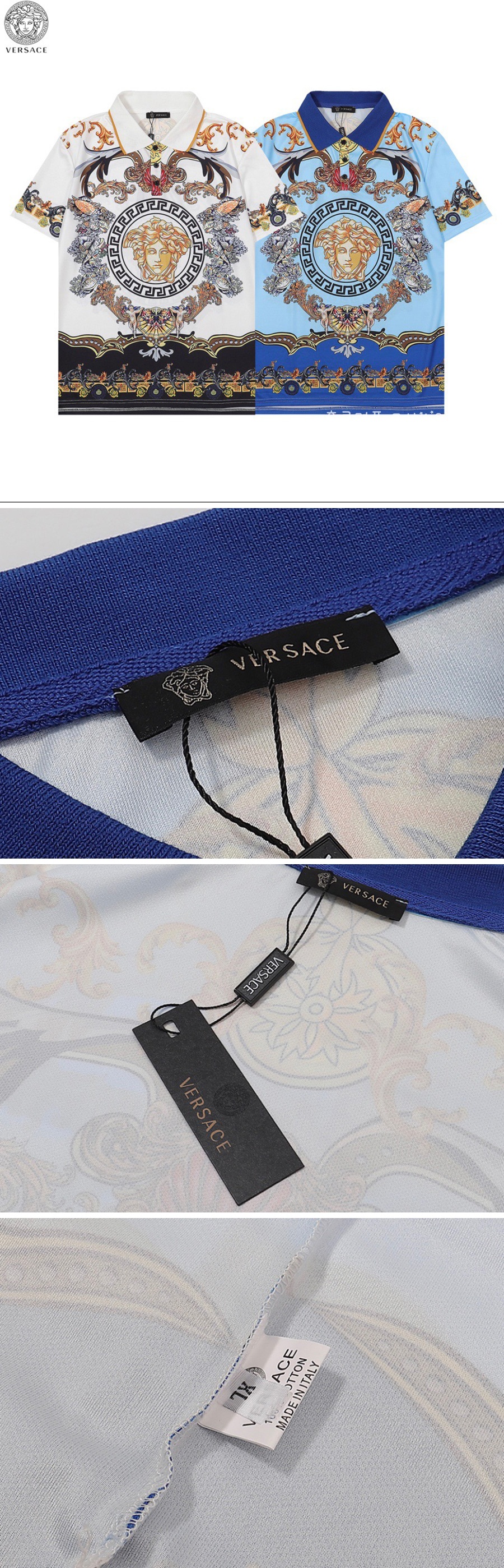 [홍콩명품.VERSACE] 베르사체 23SS 프린트 카라티 반팔 티셔츠(2컬러), BM3971, TOP, 명품쇼핑몰,의류,무브타임사이트,인터넷쇼핑몰,해외직구