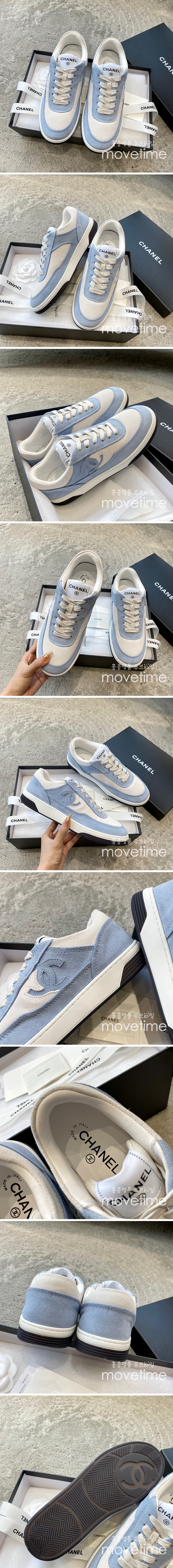 [홍콩명품.CHANEL] 샤넬 23SS 23P 제니 스니커즈 테니스 벨벳 스니커즈 (스카이블루), SE1303, SMS, 무브타임사이트,인터넷명품쇼핑몰,남자명품,슈즈,신발