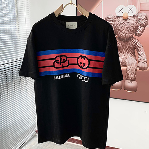 [홍콩명품.Gucci] 구찌 23SS 발렌시아가 콜라보 로고 스트라이프 반팔 티셔츠 (2컬러), BM5144, AGG, 온라인명품쇼핑몰,의류,무브타임사이트,인터넷쇼핑몰,해외직구