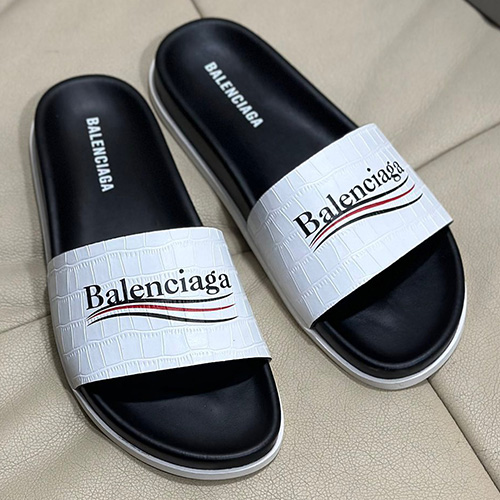 [홍콩명품.BALENCIAGA] 발렌시아가 23SS 웨이브로고 남성 가죽 슬리퍼 (2컬러), SE1411, X1, 무브타임사이트,인터넷명품쇼핑몰,남자명품,슈즈,신발