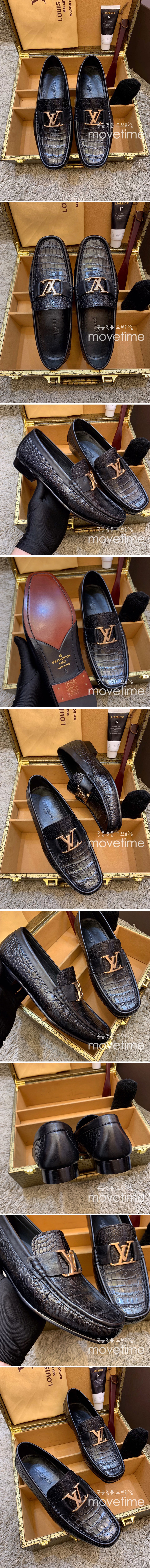 [홍콩명품.LOUIS VUITTON] 루이비통 23SS LV로고 남성 악어가죽 구두 로퍼 (블랙), SE1722, S1, 무브타임사이트,인터넷명품쇼핑몰,남자명품,슈즈,신발