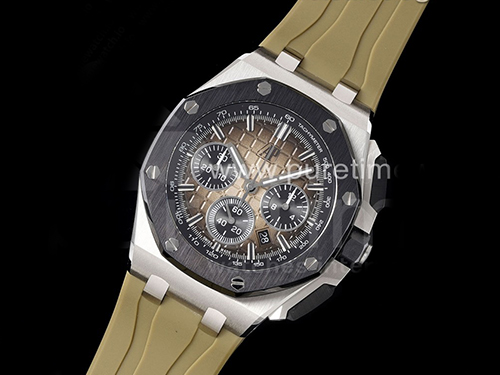 [홍콩명품시계.AUDEMARS PIGUET] 오데마피게 로얄오크 오프쇼어 44mm 크로노 블랙 세라믹 베젤 브라운 다이얼, 남자명품시계,워치,중년남자,SA,명품시계,고무밴드