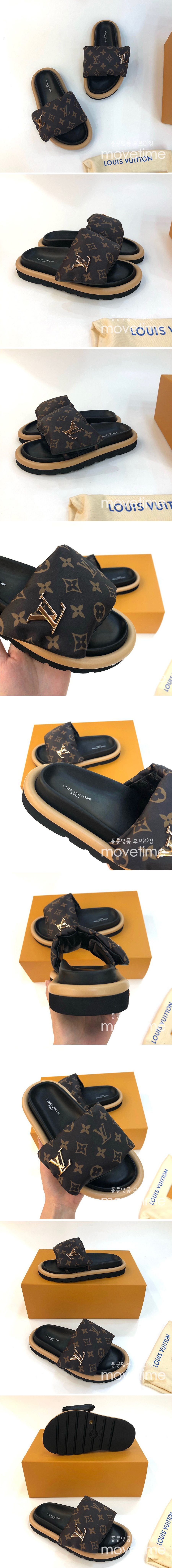 [홍콩명품.LOUIS VUITTON] 루이비통 23SS 플랫 콤포트 풀 필로우 뮬 브라운 1ABGIV, SE1755, PMD, 무브타임사이트,인터넷명품쇼핑몰,남자명품,슈즈,신발