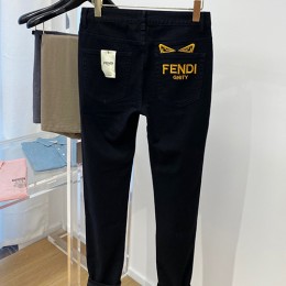 [홍콩명품,FENDI] 펜디 23SS 로고 몬스터아이 자수 데님 팬츠 진 청바지 (블랙), BM7855, JS, 온라인명품쇼핑몰,남자명품의류,인터넷쇼핑몰,해외직구