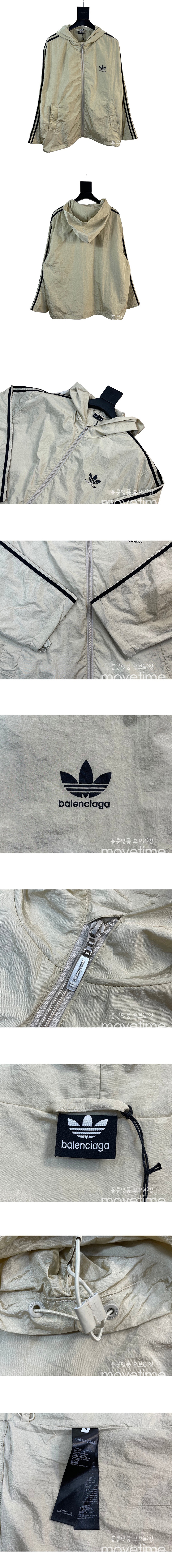 [홍콩명품.BALENCIAGA] 발렌시아가 23SS 아디다스 콜라보 로고 후드 바람막이 자켓 (그레이), BM7980, JU, 온라인명품쇼핑몰,남자명품의류,인터넷쇼핑몰,해외직구