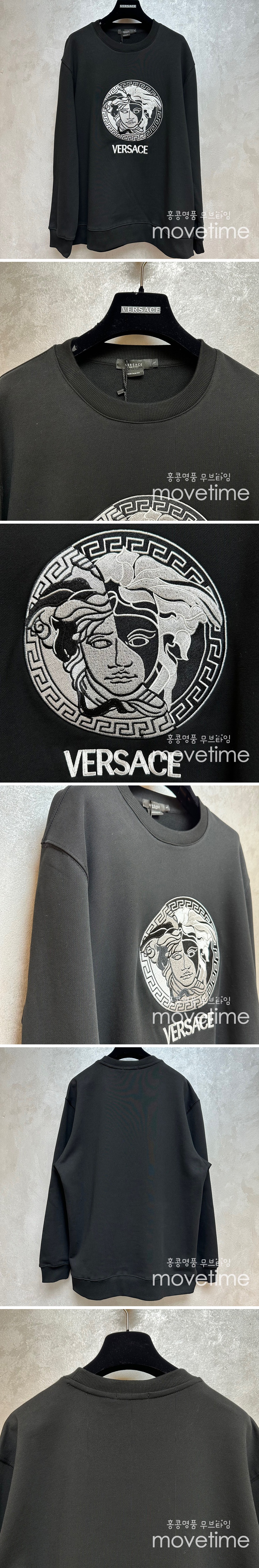 [홍콩명품.VERSACE] 베르사체 23SS 로고 자수 맨투맨 (블랙), BM9111, JU, 온라인명품쇼핑몰,남자명품의류,인터넷쇼핑몰,해외직구