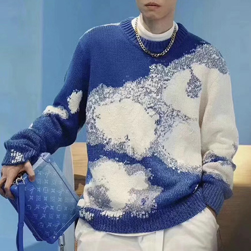 [홍콩명품.LOUIS VUITTON] 루이비통 23SS 로고 그래픽 니트 스웨터 (블루), BM10093, GG, 온라인명품쇼핑몰,남자명품의류,인터넷쇼핑몰,해외직구