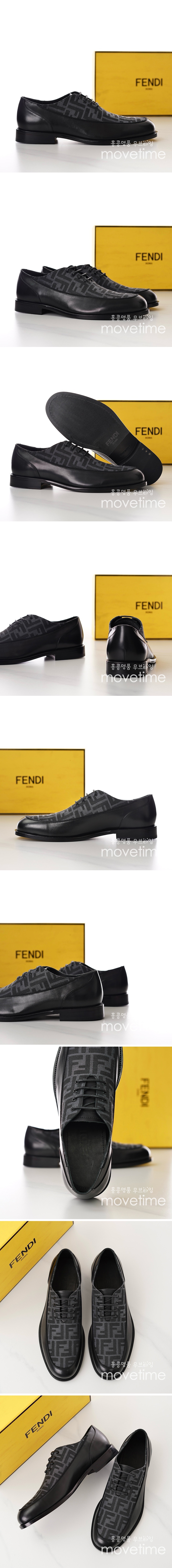 [홍콩명품,FENDI] 펜디 24SS 로고 패턴 레이어드 가죽 정장 구두 (블랙-그레이), SE2417, S2, 홍콩명품쇼핑몰,무브타임,악세사리,잡화,생활용품