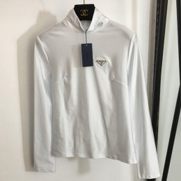 [홍콩명품,PRADA] 프라다 24SS 삼각로고 여성 터틀넥 긴팔 티셔츠 (2컬러), BM11526, BR, 홍콩명품의류,구매대행,온라인명품