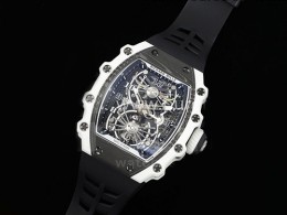 [홍콩명품시계.RICHARD MILLE] 리차드밀레 RM21 투어빌론 화이트 블랙 카본 스켈레톤 다이얼 고무밴드