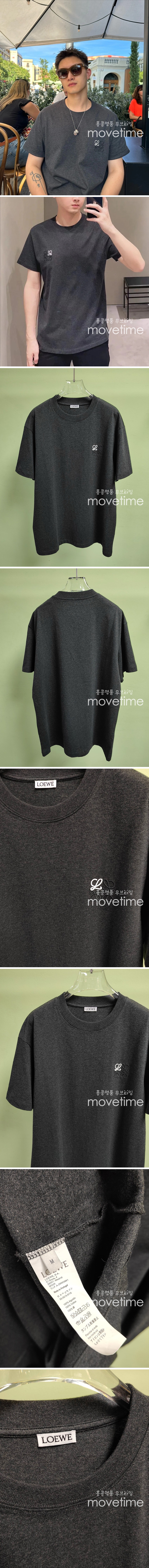 [홍콩명품.LOEWE] 로에베 24SS 로고 자수 반팔 티셔츠 (다크그레이), BM12603, JL, 홍콩명품의류,구매대행,온라인명품