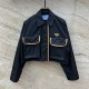 [홍콩명품,PRADA] 프라다 24SS 삼각로고 여성 쇼트 카라 자켓, BM12618, TBG, 홍콩명품의류,구매대행,온라인명품