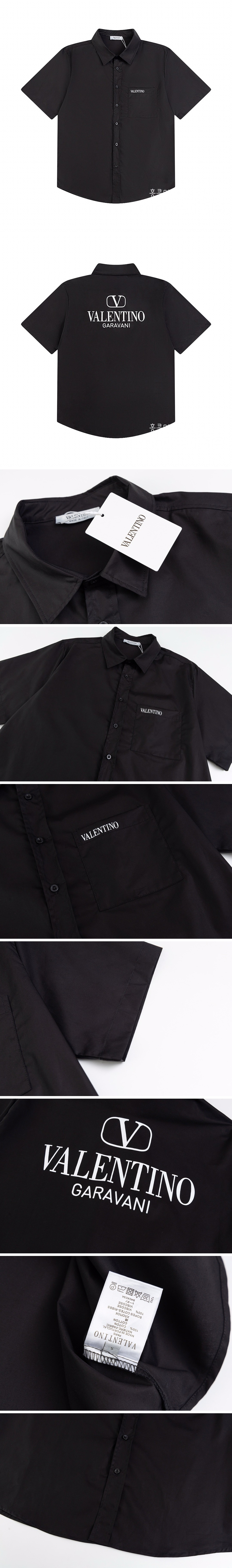 [홍콩명품.Valentino] 발렌티노 24SS 로고 반팔 남방 셔츠 (블랙), BM12733, JU, 홍콩명품의류,구매대행,온라인명품