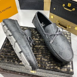 [홍콩명품.LOUIS VUITTON] 루이비통 24SS 모노그램 레더 가죽 로퍼 구두 (그레이), SE3042, S1, 명품스니커즈,운동화,구두,로퍼,하이탑,신발