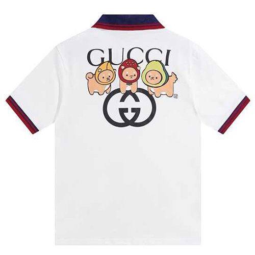 [홍콩명품.Gucci] 구찌 24SS 로고 Angela Nguyen“Pikarar” 폴로 반팔 티셔츠 (화이트), BM14109, JU, 홍콩명품의류,구 매대행,온라인명품