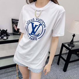 [홍콩명품.LOUIS VUITTON] 루이비통 24SS 로고 프린트 여성 반팔 티셔츠 (화이트), BM14238, TBG, 홍콩명품의류,구매대행,온라인명품