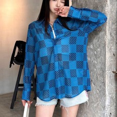 [홍콩명품.LOUIS VUITTON] 루이비통 24SS 로고 다미에 여성 남방 셔츠 (블루), BM14239, TBG, 홍콩명품의류,구매대행,온라인명품