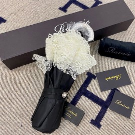 [홍콩명품.RAINIE] 레이니 24SS 선물용 휴대용 손잡이 장식 우산 (블랙-레이스장식), ET2386, JX, 명품악세사리,팔찌,귀걸이,반지