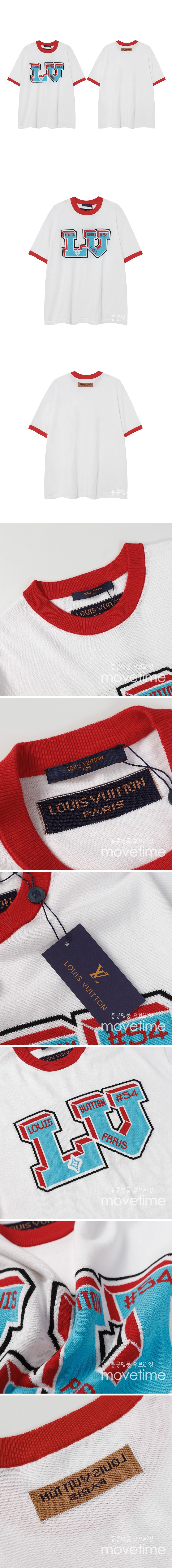 [홍콩명품.LOUIS VUITTON] 루이비통 24SS 로고 그래픽 니트 반팔 티셔츠 (화이트), BM14328, JU, 홍콩명품의류,구매대행,온라인명품