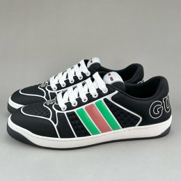 [홍콩명품.Gucci] 구찌 24SS 로고 스크리너 레더 가죽 스니커즈 운동화 (블랙), SE3273, S3, 명품스니커즈,운동화,구두,로퍼,하이탑,신발