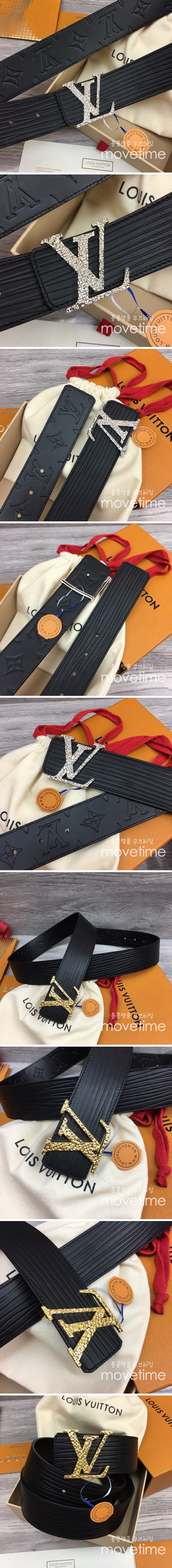 [홍콩명품.LOUIS VUITTON] 루이비통 23SS 로고 다이아장식 모노그램 리버서블 레더 가죽 벨트 (블랙-2버클), BT1209, 4.0cm, X1, 명품레플리카,인터넷쇼핑몰,남자명품,해외직구