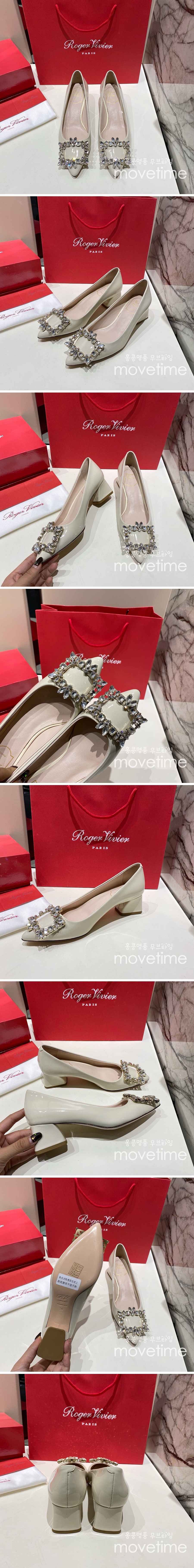 [홍콩명품,Roger Vivier] 로저비비에 24SS 로고 여성 레더 가죽 5cm굽 구두 (아이보리), SE3303, SMS, 명품스니커즈,운동화,구두,로퍼,하이탑,신발