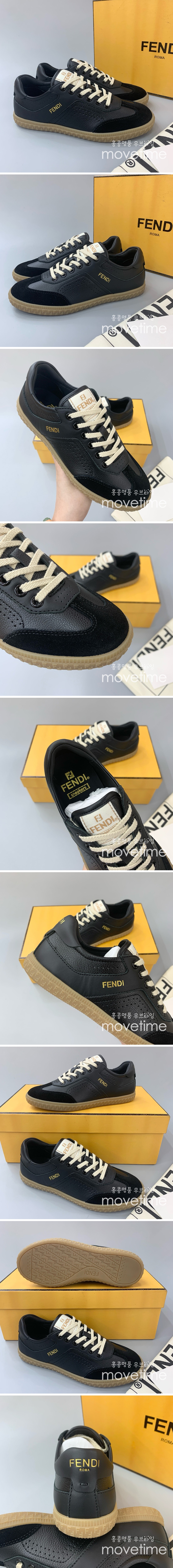 [홍콩명품,FENDI] 펜디 24SS 로고 레더 가죽 스니커즈 운동화 (블랙), SE3577, PMD, 명품스니커즈,운동화,구두,로퍼,하이탑,신발